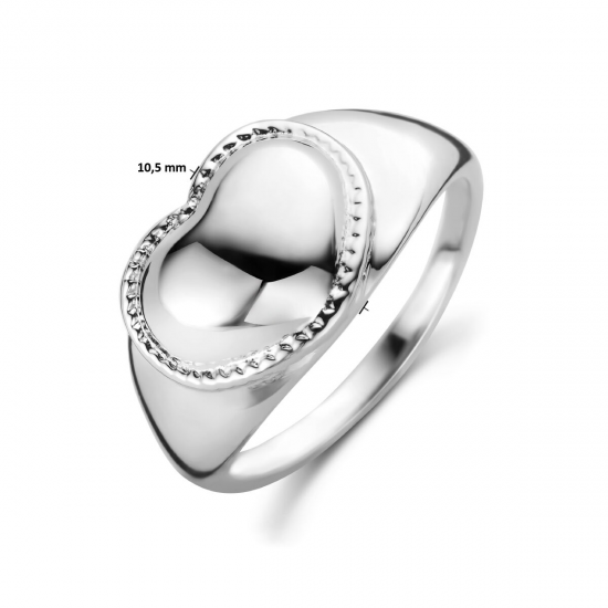 Gerhodineerd 925 zilveren hartjes ring breedte van 10.5mm.  MAAT 16,5 - 49814