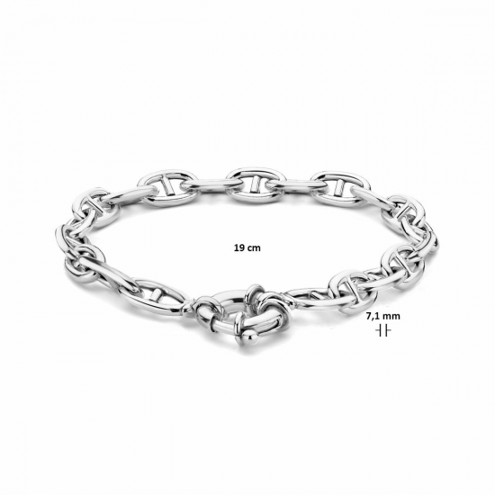 Gerhodineerd 925 zilveren anker armband 19cm - 49830