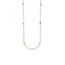 Geelgoud op 925 zilveren collier met gekleurd zirkonia 40+4cm. - 49832