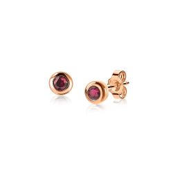 ZINZI zilveren Rosékleur oorknoppen 4mm rode kleursteen ZIO1177RR - 50176