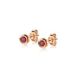 ZINZI zilveren Rosékleur oorknoppen 4mm rode kleursteen ZIO1177RR - 50176