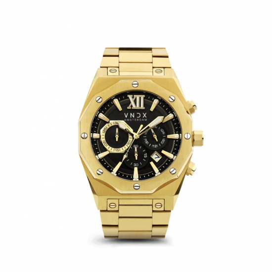 VNDX Amsterdam Horloge Wise Man MD11885/01Staal zwart Goud Zwart 46mm - 50265