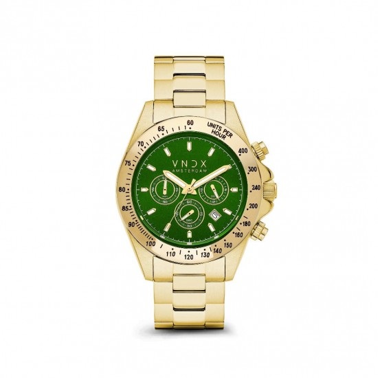 VNDX Amsterdam horloge Dark DJ Goud Groen 42mm MD11535-17 - 50261
