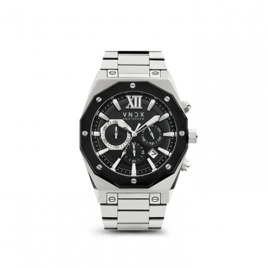 VNDX Amsterdam Horloge Wise Man Staal Zilver Zwart 46mm - 50264
