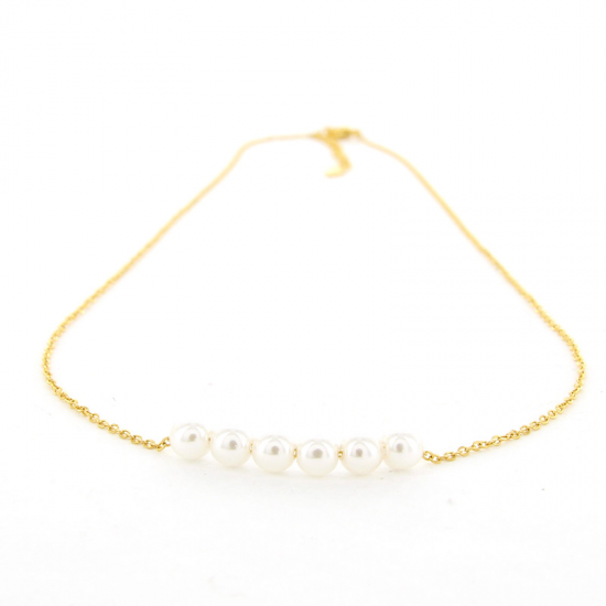 Kalli Kalli Edelstaal Ketting met Parel Goudkleur MAAT 42+3 cm - 49162