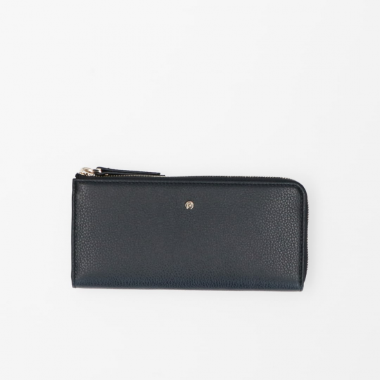 FMME. Grote Leren Portemonnee - Zwart Grain Leer - 47318