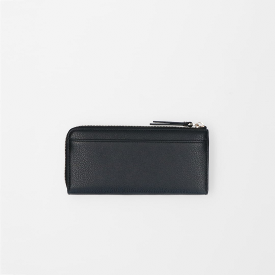 FMME. Grote Leren Portemonnee - Zwart Grain Leer - 47318