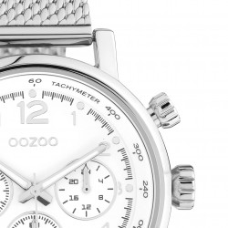 OOZOO Horloge zilveren met wit wijzerplaat 42mm C10901 - 50334