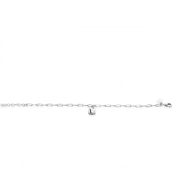 ZINZI zilveren paperclip schakelarmband met trendy slotje als bedeltje 16,5-19,5cm ZIA2355 - 52573