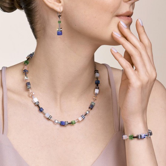 Coeur de Lion Armband GeoCUBE® Swarovski® Crystals & Gemstones blue-green 17+3 cm - 48358