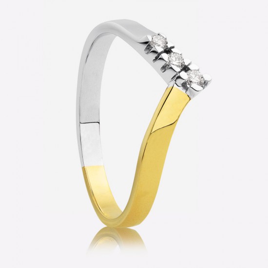 ECLAT Gouden Bi-coler Ring met Diamand 0,09 crt. - 47439