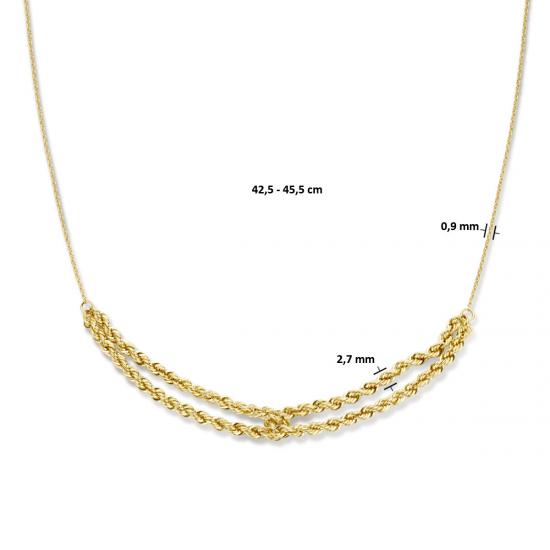14k Geelgouden collier met draaglengtes van 42,5 en 45,5 cm - 50477