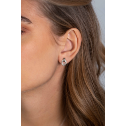 ZINZI zilveren oorstekers 13mm met elkaar verbonden ronde vormen glad en witte zirconia ZIO2266 - 50610