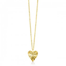ZINZI Gold 14 karaat gouden collier met gediamanteerd hart hanger 42cm ZGC340 - 50649