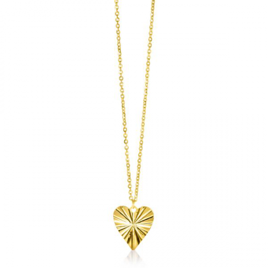 ZINZI Gold 14 karaat gouden collier met gediamanteerd hart hanger 42cm ZGC340 - 50649