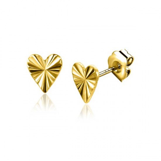 ZINZI Gold 14 karaat gouden oorknoppen hart gediamanteerd 5.5mm ZGO340 - 50660