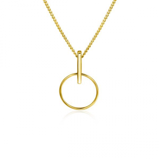 ZINZI Gold 14 karaat gouden hanger staafje met open rondje 20mm ZGH404 - 50646