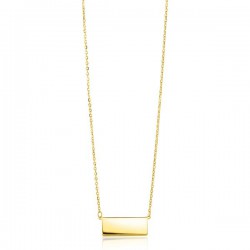 ZINZI Gold 14 karaat gouden collier anker met rechthoek graveerplaatje 45cm ZGC350 - 50651