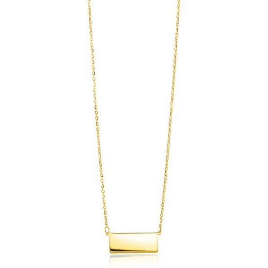 ZINZI Gold 14 karaat gouden collier anker met rechthoek graveerplaatje 45cm ZGC350 - 50651