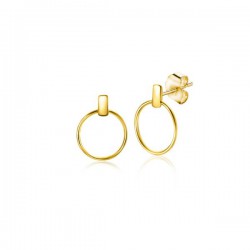 ZINZI Gold 14 karaat gouden oorknoppen oorstekers staafje met open rondje ZGO404 - 50665