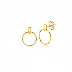 ZINZI Gold 14 karaat gouden oorknoppen oorstekers staafje met open rondje ZGO404 - 50665