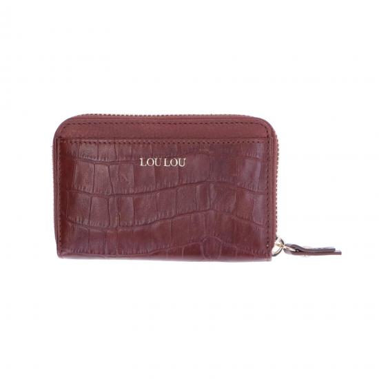 LOULOU Kleine RFID Portemonnee Classy Croc Cacao Bruin - 50780