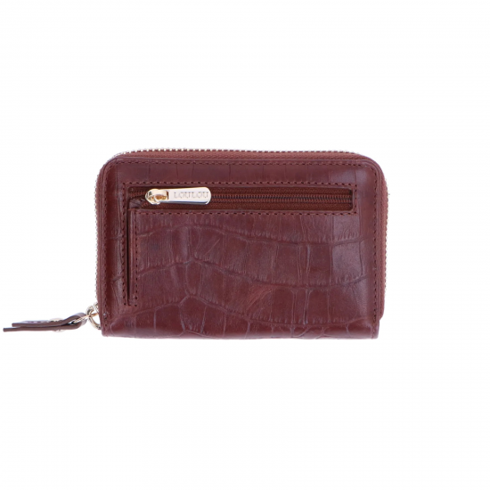 LOULOU Kleine RFID Portemonnee Classy Croc Cacao Bruin - 50780