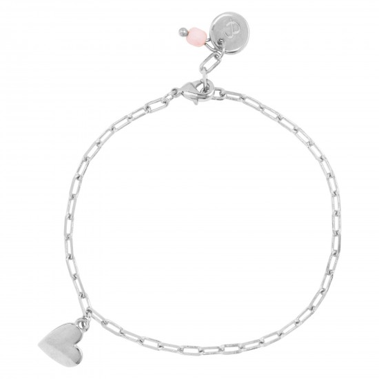 & anne Bracelet Heart Pink Bead Zilver plating - 47619