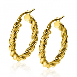 ZINZI gold plated zilveren wokkel oorringen met gedraaide buis 26x4mm ZIO2281G - 51173