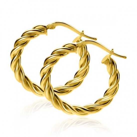 ZINZI gold plated zilveren wokkel oorringen met gedraaide buis 26x4mm ZIO2281G - 51173