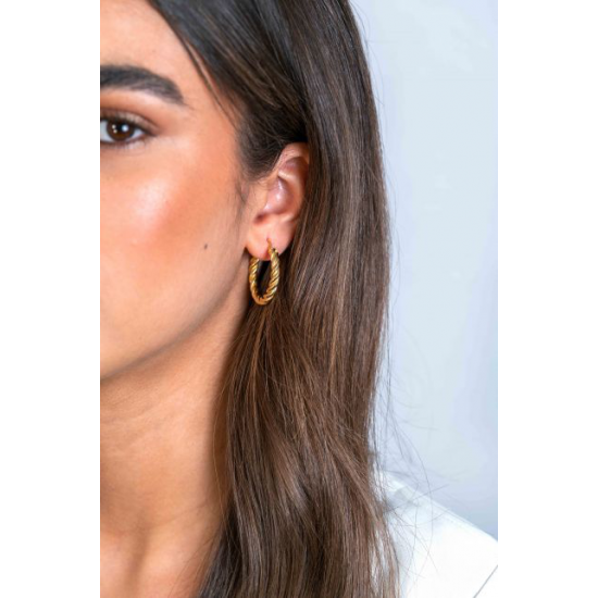 ZINZI gold plated zilveren wokkel oorringen met gedraaide buis 26x4mm ZIO2281G - 51173