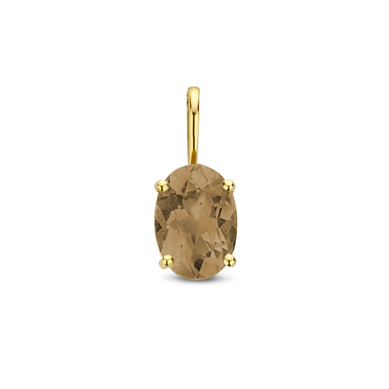 geelgouden hanger met rookkwarts - 51326