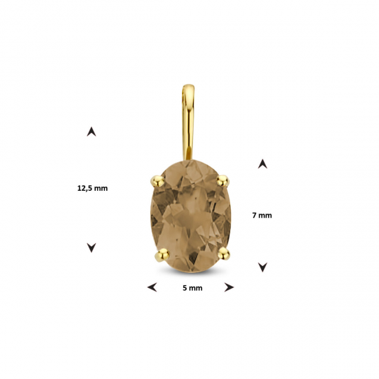 geelgouden hanger met rookkwarts - 51326