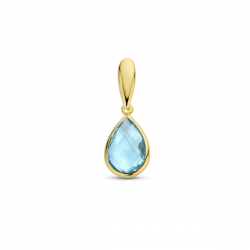 geelgouden hanger blauw topaas - 51327