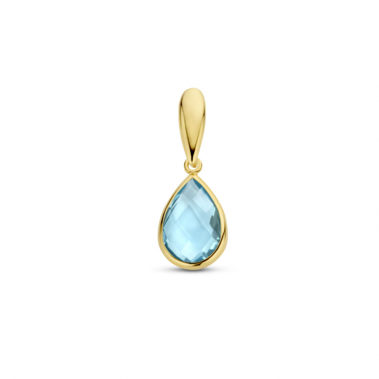 geelgouden hanger blauw topaas - 51327
