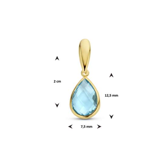 geelgouden hanger blauw topaas - 51327