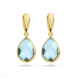 geelgouden oorhangers blauw topaas - 51336