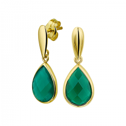 geelgouden oorhangers agaat - 51339