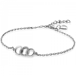 ZINZI zilveren armband 3 open rondjes verbonden wit ZIA2045 - 51178
