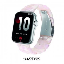 SMARTY2.0  Smartwatch Handsfree bellen vierkant roze zilver SW028A07 - 51217