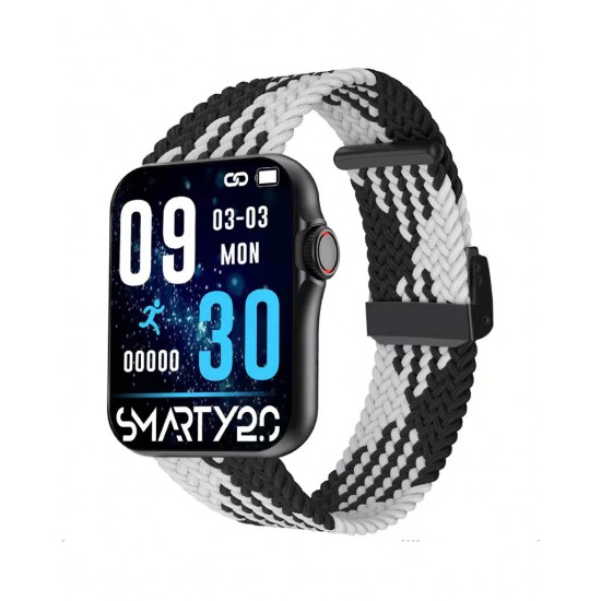 SMARTY2.0  Smartwatch Handsfree bellen vierkant Zwart Wit SW028C07 - 51219