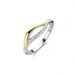Rosa di luca Zilveren Ring met zirkonia & goudlaagje Maat 16,5 - 47846