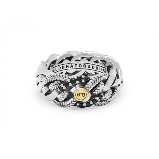 Buddha to  Buddha Nathalie Black Spinel Limited Ring Silver Gold 14kt MAAT 18 - 51562