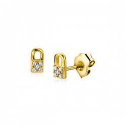 ZINZI gold plated zilveren oorknopjes 6mm slotje bezet met witte zirconia ZIO2301 - 51614