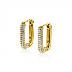 ZINZI gold plated zilveren luxe oorringen 18x3mm rechthoekig met witte zirconia's ZIO2222Y - 51620