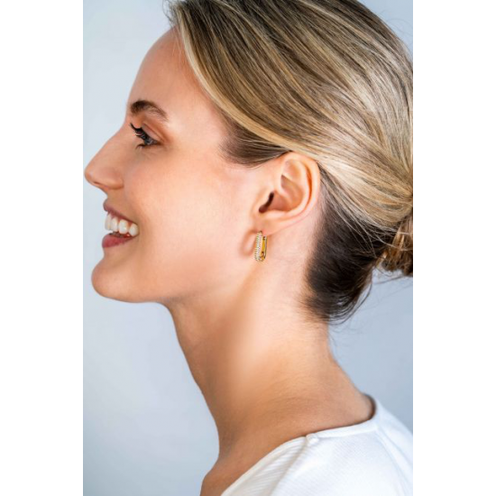 ZINZI gold plated zilveren luxe oorringen 18x3mm rechthoekig met witte zirconia's ZIO2222Y - 51620