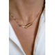 ZINZI gold plated zilveren schakel ketting 45cm met 2 grote ovale schakels, bezet met witte zirconia ZIC2371Y - 51709