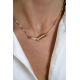 ZINZI gold plated zilveren schakel ketting 45cm met 2 grote ovale schakels, bezet met witte zirconia ZIC2371Y - 51709