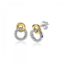 ZINZI Sterling Zilver Bicolor Oorstekers 11mm Cirkels Witte Zirkonia ZIO2045Y - 51743