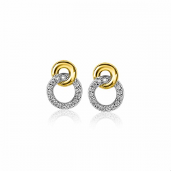 ZINZI Sterling Zilver Bicolor Oorstekers 11mm Cirkels Witte Zirkonia ZIO2045Y - 51743